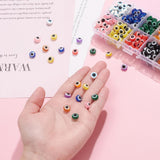 400Pcs 10 Colors Resin Beads, Flat Round with Evil Eye, Mixed Color