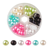 Plastic Cabochons, Pearl, Half Round, Mixed Color