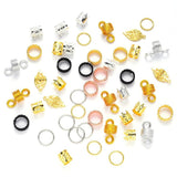 DIY Hair Braid Accessories, Aluminum Beads, Hair Coil Cuffs, Jump Rings, Tibetan Alloy Pendants, Mixed Color