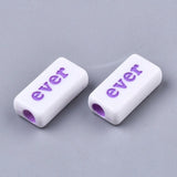 50 Pcs, 7.5x15x4.5mm, Acrylic Rectangle Words Beads MultiColor