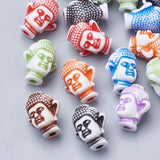 100 Pcs, 12.5x10x8mm, Acrylic Buddha Beads MultiColor