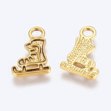 10 Pcs, 17x11mm Alloy Ice Skates Charms Antique Golden