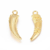 10 Pcs, 23x7mm Alloy Italian Horn Cornicello Charms Golden