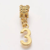 5 Pcs, 28mm, Long Alloy Dangle Number Charms