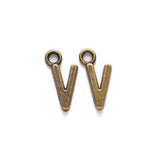 16x8.5x2mm, Alloy Letter Charms V