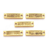 9.5x35x2mm, Links connectors Friendship Word Best Friend Antique Golden