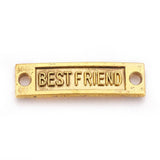 9.5x35x2mm, Links connectors Friendship Word Best Friend Antique Golden