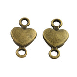 15x8x3mm, Alloy Heart Links connectors Antique Bronze