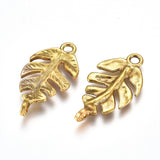 27x14x4mm, Leaf Links connectors Antique Golden