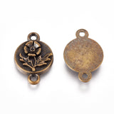 17x11x2mm, Links/Connectors Flat Round Flower Antique Bronze