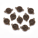 17x11x2mm, Links/Connectors Flat Round Flower Antique Bronze