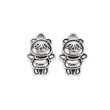 100 Pcs, 18x11x4mm, Alloy Panda Enamel Charms Antique Silver