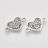 12x21x1.5mm, Alloy Heart Links connectors Antique Silver