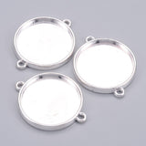 5 Pcs, 28x36x3mm, Plain Edge Bezel Connectors Flat Round Silver