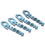 10 Pcs, 17x74x2.5mm. Wood Pendants, Word Queen, Deep Sky Blue