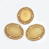 10 Pcs, 55x47x2mm, Oval Bezel Connectors Antique Golden