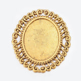 10 Pcs, 55x47x2mm, Oval Bezel Connectors Antique Golden