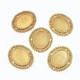 10 Pcs, 55x47x2mm, Oval Bezel Connectors Antique Golden