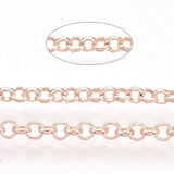 2 Mtr, 2.5x0.7mm, Brass Coated Rolo Chains Rose Gold