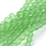 1 String, 10mm Matte Glass Round Beads Green