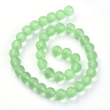 1 String, 10mm Matte Glass Round Beads Green