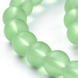 1 String, 10mm Matte Glass Round Beads Green