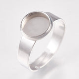 5 Pcs, 8mm 304 Stainless Steel Finger Ring Adjustable Base Round Silver