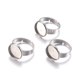 5 Pcs, 8mm 304 Stainless Steel Finger Ring Adjustable Base Round Silver