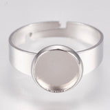 5 Pcs, 8mm 304 Stainless Steel Finger Ring Adjustable Base Round Silver