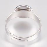 5 Pcs, 8mm 304 Stainless Steel Finger Ring Adjustable Base Round Silver