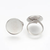 5 Pcs, 18mm 304 Stainless Steel Finger Ring Adjustable Base Round Silver