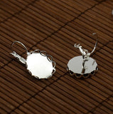 4 Pcs, 28x17mm, Brass Leverback Earrings Blank Base and Clear Domed Glass Covers Silver