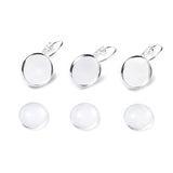 4 Pcs, 27x16mm, DIY Earring Making Brass Leverback Earring Findings Oval Glass Cabochons, Silver