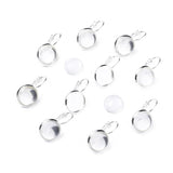 4 Pcs, 27x16mm, DIY Earring Making Brass Leverback Earring Findings Oval Glass Cabochons, Silver