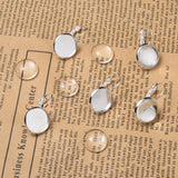 4 Pcs, 27x16mm, DIY Earring Making Brass Leverback Earring Findings Oval Glass Cabochons, Silver