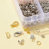 DIY Jewelry Making Finding Kit, Alloy Lobster Claw Clasps, Iron Bead Tips & Crimp Beads Covers & Folding Crimp Ends & Open Jump Rings, Platinum & Golden