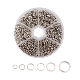 1 Box Iron Split Rings Kit, Double Loops Jump Rings, 4mm - 10mm, Platinum