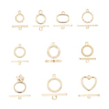 22 Sets 11 Style Alloy Toggle Clasps, Ring & Heart & Rounded Rectangle, Golden