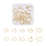 22 Sets 11 Style Alloy Toggle Clasps, Ring & Heart & Rounded Rectangle, Golden