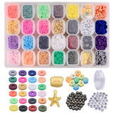 DIY Bracelets Making Kits Polymer Clay Beads, Alloy Beads & Pendants and Elastic Crystal String, Mixed Color