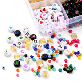 5 Colors Flat Round Acrylic Letter Beads, 14Colors Round Seed Beads and Elastic Thread, for DIY Jewelry Making Kits, Mixed Color