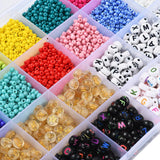 5 Colors Flat Round Acrylic Letter Beads, 14Colors Round Seed Beads and Elastic Thread, for DIY Jewelry Making Kits, Mixed Color