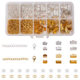 DIY Jewelry Kits, with Iron Ribbon Ends & Chain Extender & Jump Rings, Alloy Lobster Claw Clasps and Plastic Box, Golden & Silver