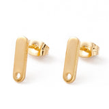 10 Pcs, 12x3.5mm, 201 Stainless Steel Stud Earring Findings with Hole Real 24K Gold Plated