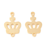 2 Pcs, 20x13x1.5mm, 201 Stainless Steel Crown Connectors Real 18K Gold Plated