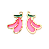 5 Pcs, 27x18x1.5mm, Alloy Banana Charms, Golden