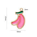 5 Pcs, 27x18x1.5mm, Alloy Banana Charms, Golden