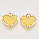 5 Pcs, 16.5x16x2mm, Resin Heart Charms, Gold