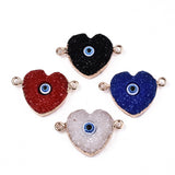 10 Pcs, 19x28.5x6mm, Resin Druzy Links Heart Evil Eye Connectors