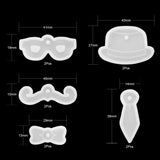 5 Pcs, 5 Style Pendant Silicone Molds Hat & Bowknot & Tie & Mustache & Glasses, White